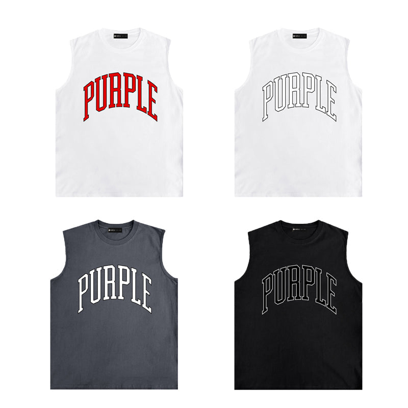 PURPLE-Purple Sleeveless T-Shirt  0004