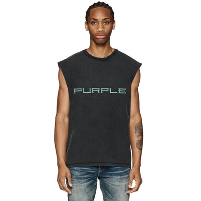 PURPLE-Purple Make Old Sleeveless T-Shirt ZJBPUR100#