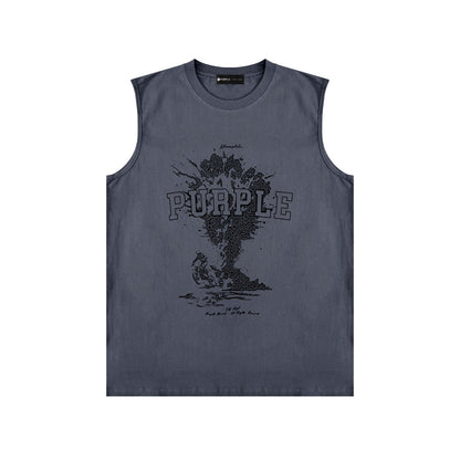 PURPLE-Purple Sleeveless T-Shirt  BPUR123#