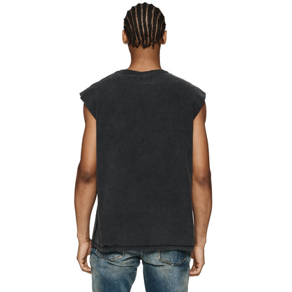 PURPLE-Purple Make Old Sleeveless T-Shirt ZJBPUR097#