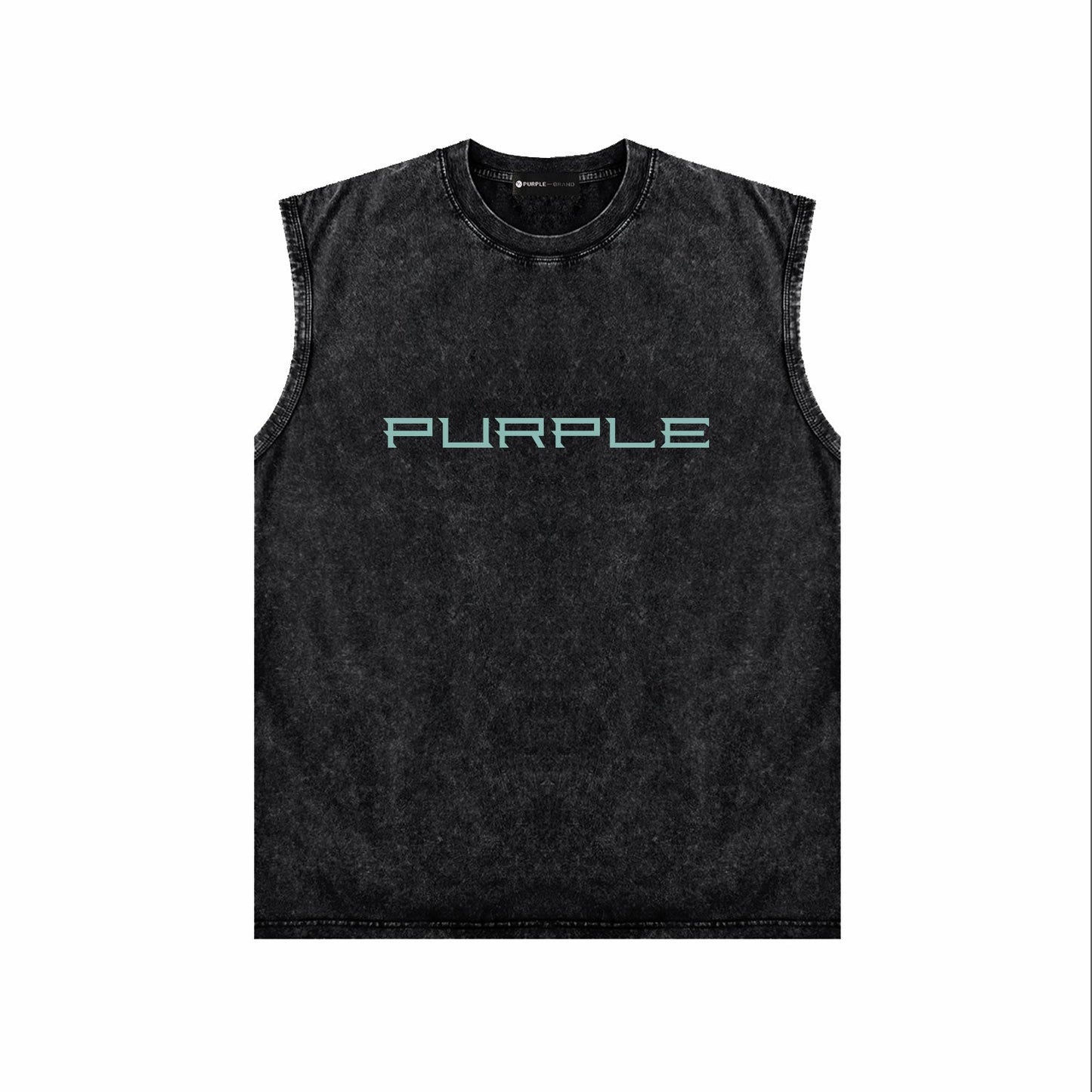 PURPLE-Purple Make Old Sleeveless T-Shirt ZJBPUR100#