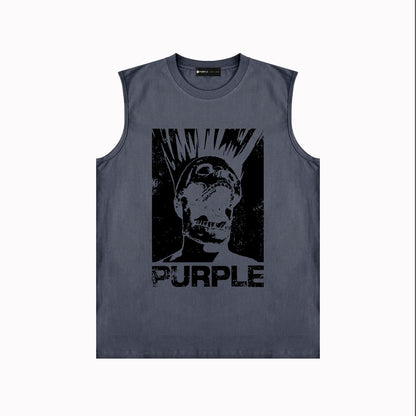 PURPLE-Purple Sleeveless T-Shirt  BPUR099#