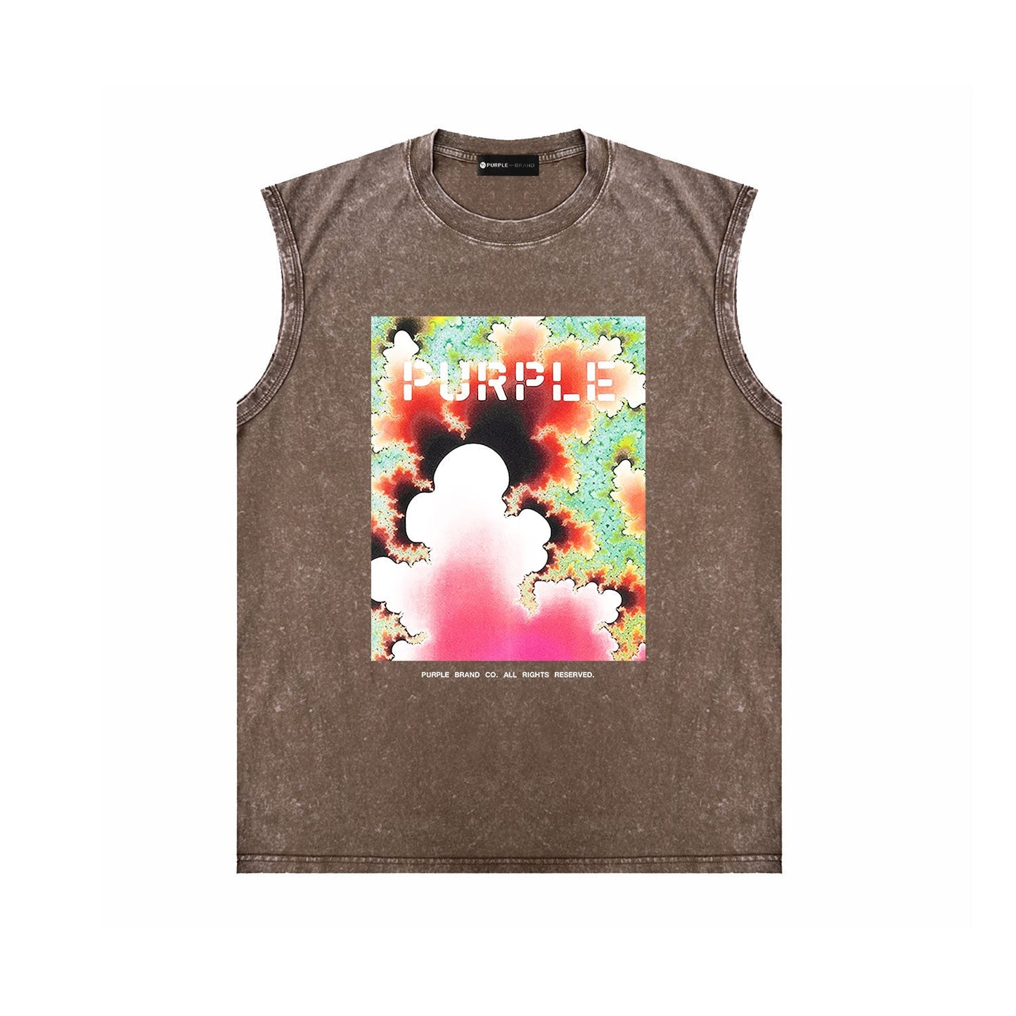 PURPLE-Purple Make Old Sleeveless T-Shirt ZJBPUR115#