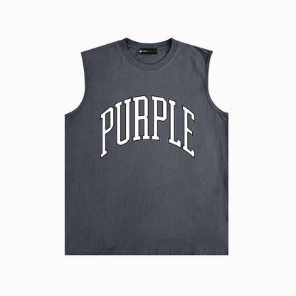 PURPLE-Purple Sleeveless T-Shirt  0004