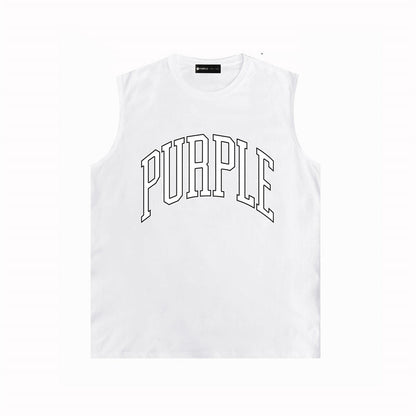 PURPLE-Purple Sleeveless T-Shirt  0004