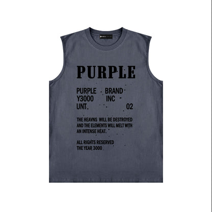 PURPLE-Purple Sleeveless T-Shirt  BPUR105#